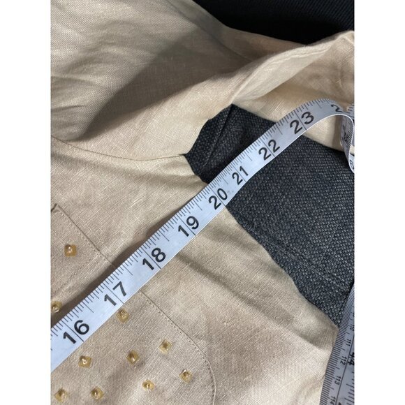 Vintage 90s Carlies Court Brown Linen Long Sleeve Button Down Shirt - Picture 8 of 10